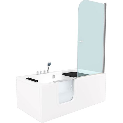 Seniorendusche und Sitzwanne Kombination Wanne mit Tür S15D-TH-L 160x85x215cm OHNE 2K Scheiben Versiegelung
