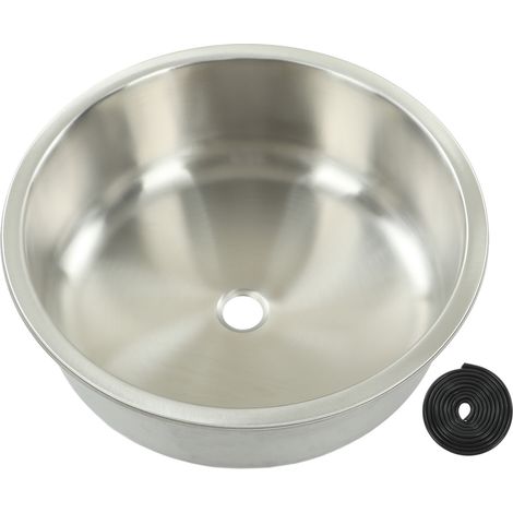 Lavabo rond en acier inoxydable 304 400x400x160mm résistant à la rouille grande capacité pour bateau camping-car (1/5)