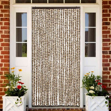 vidaXL Cortina mosquitera beige y marrón chenilla 100x220 cm (1/5)