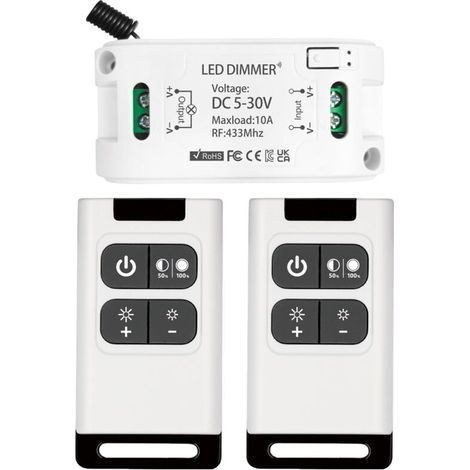 Gradateur sans fil DC 5V 30V 10A Contrôleur de Récepteur de Relais avec 2 Télécommandes Variateur (1/5)
