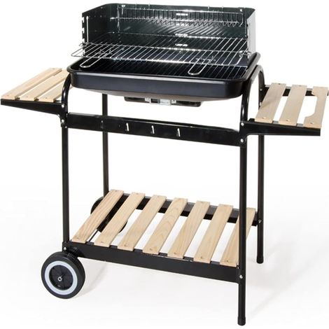 Barbecue a carrello acciaio con ripiani 102x44 griglia inox