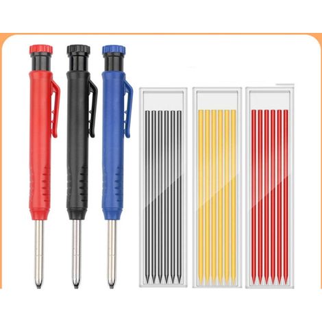 XEPHO Crayon Chantier,Crayon Charpentier,Porte mine chantier,3 Crayons Charpentier avec 18 mine crayon chantier-convient pour dessins architecturaux et la menuiserie,outils dessin DIY (1/5)