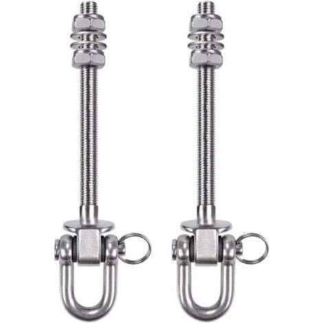 2 PCS Cintre Robuste en Acier Inoxydable - Capacité de 300kg - 21 cm x M10 - Crochets pour balançoire en Bois et en Acier - pour hamac de Yoga, hamac, Sac de Frappe, véranda (1/4)