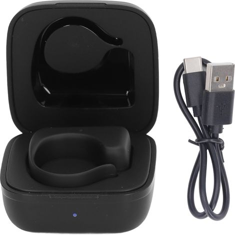 Télécommande Anneau Bluetooth pour Défilement, Déclencheur Photo et Selfie avec Boîtier de Charge pour Smartphone - Noir