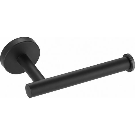 Porte-papier toilette en acier inoxydable, sans perçage, fixation murale, noir, pour salle de bain (1/5)