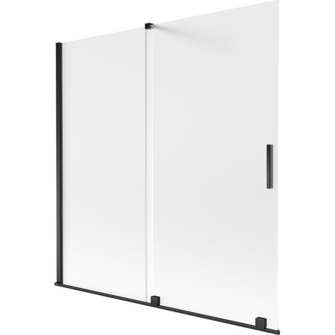 Mexen Velar Badewannenabtrennung, 2-flügelig, verschiebbar 160 x 150 cm, Matt, Schwarz - 896-160-000-31-70 (1/2)