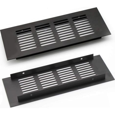 2 Pièces Grille D’aération en Aluminium à Encastrer, Grille de Ventilation 200 mm Angulaire pour la Ventilation des Placards et des Chambres (Noir) (1/5)