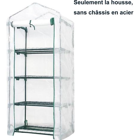 PVC Serre de Jardin bâche, Sans châssis en Acier, Porte zippée Enroulable, pour Les Plantes Serre à semis Jardinage - 69x49x158cm Blanc (1/5)