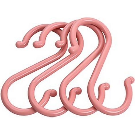 Pink Color 16 Plastic Hanging S Hooks, 12cm Multifunction Hook in (1/5)