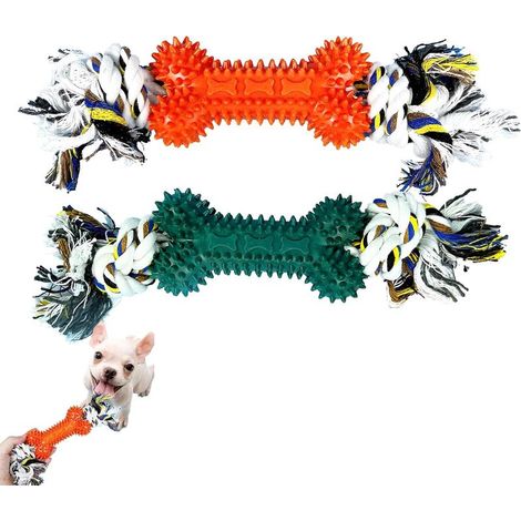 Lot 2 jouets chiot os texturé, indestructible petits chiens (1/5)