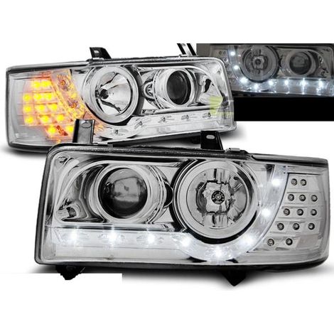 Paire de feux phares VW T4 Transporter 90-03 Daylight led chrome-27362059 (1/2)