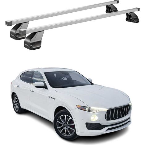 OMAC Dachträger Querträger Stahl für Maserati Levante 2017-2024 – Abschließbar – City-Crash-getestet – DIN 75302:2019 – ISO/PAS 11154:2006 – Max. 75 kg Silber (1/5)