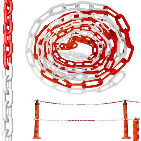 Warning Chain Red White 15 m 6 mm Plastic Block Surfaces Clearly Visible (1/5)