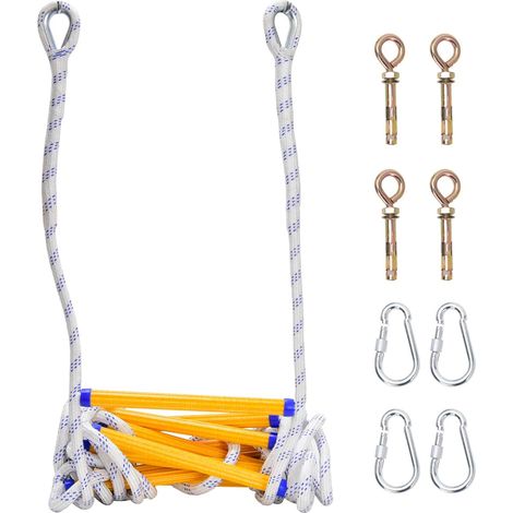 Échelle de Corde 5 m, Échelle de Sécurité Ignifuge Portable, Échelle de Secours en Nylon, Capacité de Charge 200 kg, pour Fenêtre, Balcon, Cabane dans Les Arbres, Sauvetage en Extérieur (1/5)