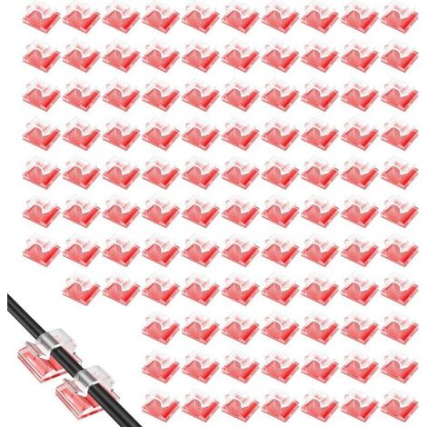 100 Stück selbstklebende Kabelclips, selbstklebende Kabelbinder, Wandklebehaken, transparenter Kabel-Organizer zur Aufbewahrung, Befestigung und Kabelmanagement, Klebeclips für Zuhause