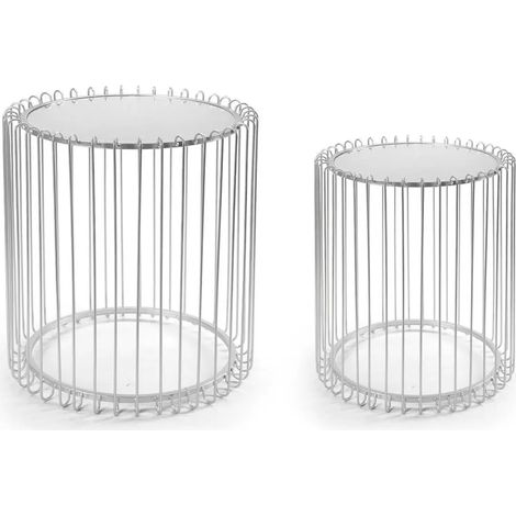 Set aus 2 runden Metalltischen Ø48 x 51 und Ø38 x 47 cm