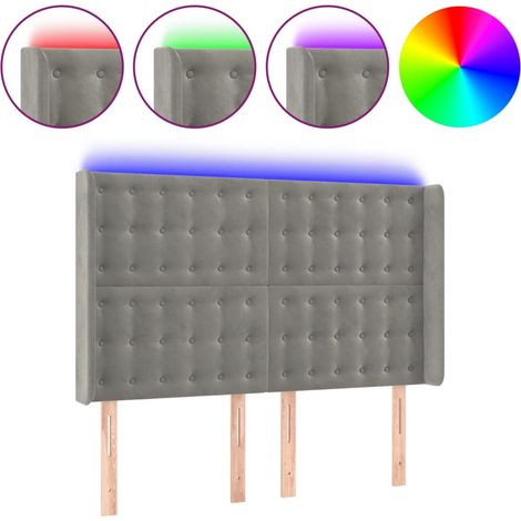 Maison Exclusive - LED Kopfteil Hellgrau 147x16x118/128 cm Samt (1/5)