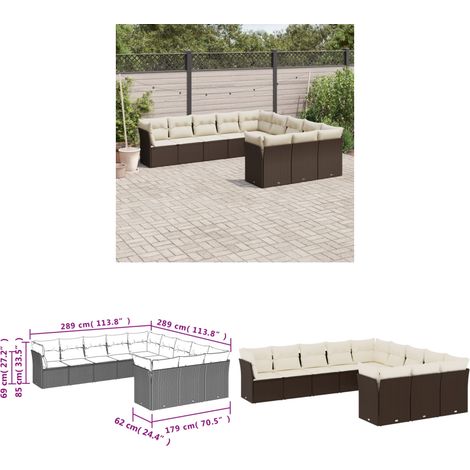 11-tlg. Garten-Sofagarnitur mit Kissen Braun Poly Rattan - Gartensorte - Gartenmöbelset - Lounge Möbel - Rattan Gartenmöbel - Polyethylen Gartenmöbel - Home & Living (1/3)