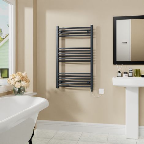 WarmeHaus Electric Curved Bathroom Radiator Anthracite 1000x600mm