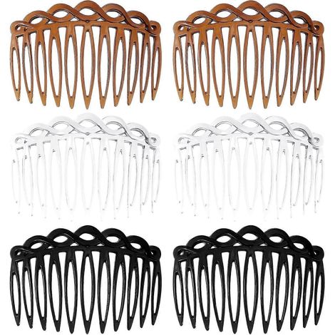 Mabor 6er-Set französische Haarkämme für Damen, Haarkamm-Accessoires, dekorative Zierkämme in 3 Farben für verschiedene Frisuren, Mädchen und Frauen (1/4)