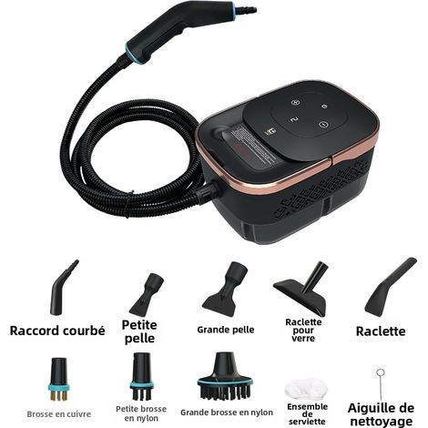 Nettoyeur à Vapeur Portable Haute Pression 2500W,4 Bars,Réservoir d’eau de 1250 ml,Temps de Chauffage de 15s,Contrôle de la Vapeur Réglable en 6 Vitesses-Or rose