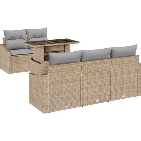 Maison Exclusive - Garten-Sofa-Set mit Kissen mit Speicher 6 pcs
