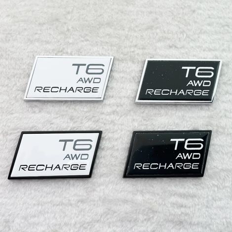 (T6 1 pièces-noir blanc) emblème 3D Premium pour voiture, adhésif pour garde-boue, mâle, capot arrière, Compatible avec XC40, XC60, XC90, V40, S40, S6 (1/4)