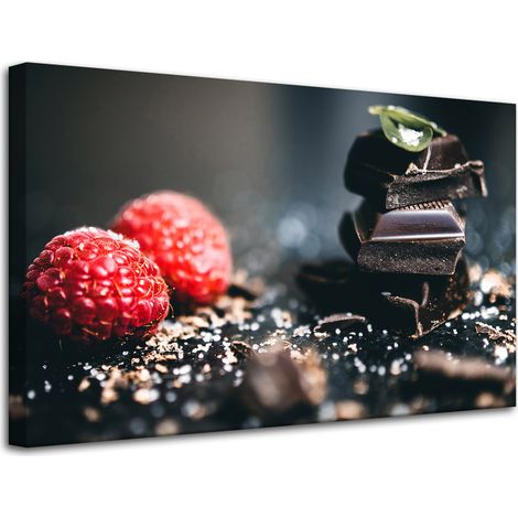 Leinwanddruck „Küche Himbeeren mit Schokolade“ 80x50