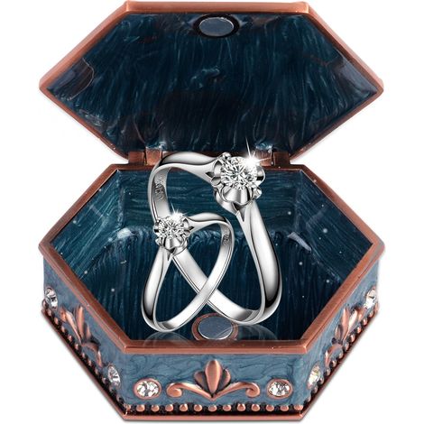 Coffret à bijoux vintage pour bagues, boucles d'oreilles, colliers et bracelets - Idée cadeau (1/5)