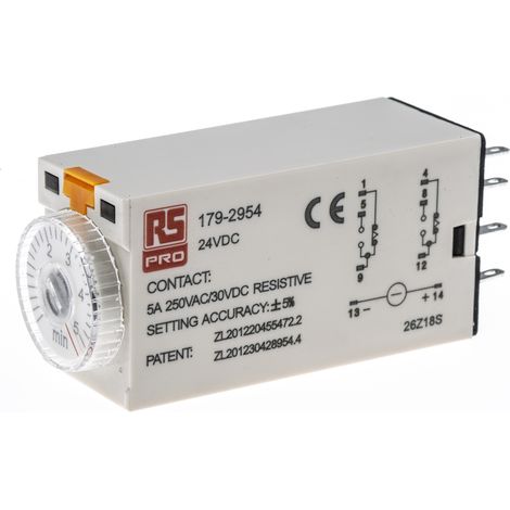 Relais temporisé RS PRO, 24V c.c., Enfichable, 2 contacts ( Prix pour 1 ) (1/3)