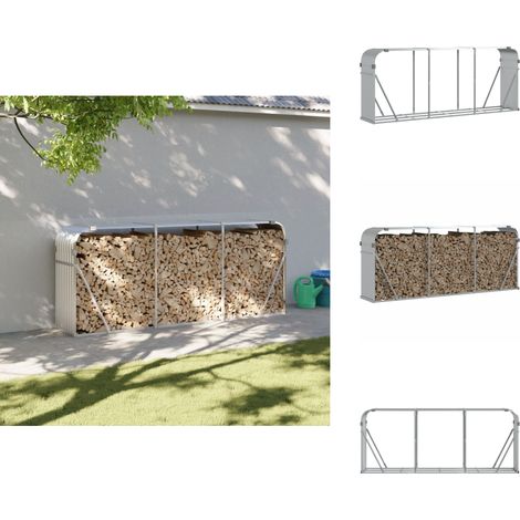 Porte-bûches argenté 234x45x100 cm acier galvanisé - Porte-bûches - Rangement Bûches - Abri Bûches - Bois De Chauffage - Cheminée (1/5)