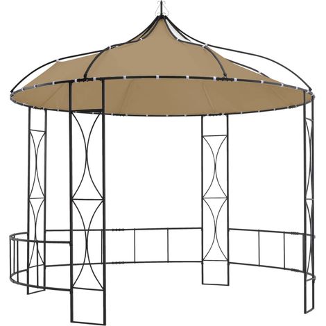 Tonnelle de Jardin Tente de réception - Rapide à Installer 300x290 cm Taupe Rond BV889883 - BonneVie (1/5)