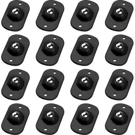 Lot de 16 mini roulettes, roulettes à billes en acier inoxydable, rotatives à 360°, adaptées au collage de petits meubles, noires. (1/5)