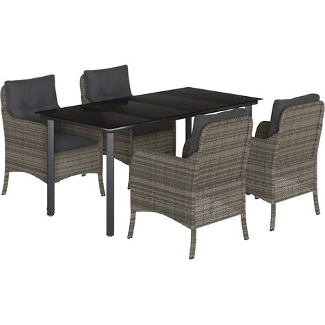 Maison Exclusive - Set comedor de jardín 5 piezas con cojines rat (1/5)