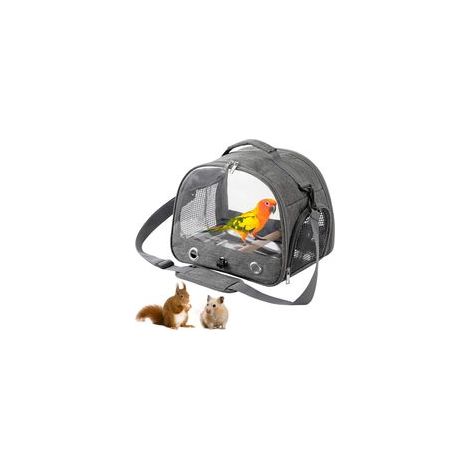 Cage de transport pour perroquets - Pliable, imperméable - Avec perchoir et plateau acier - Pour oiseaux et petits animaux - Voyage et véto (1/5)