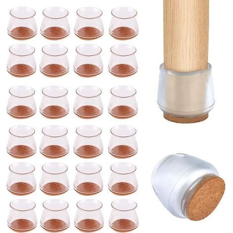 Protections pour pieds de chaise ZGEER - Lot de 24 - Silicone transparent - Réutilisables - 18-30 mm (1/4)