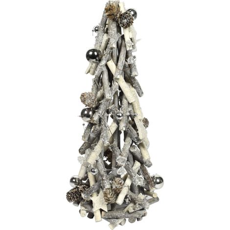 MAURY'S CRYSTAL ALBERO DI NATALE A CONO IN LEGNO NATURALE EFFETTO INNEVATO 40CM (1/2)
