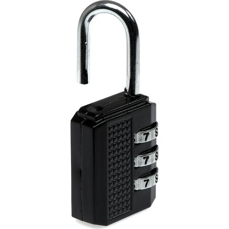 Cadenas à combinaison en métal noir, à 3 anneaux, 5 x 2,5 cm (1/5)