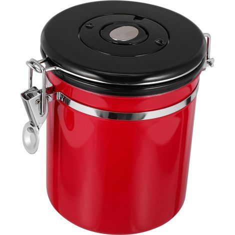 Boîte de Conservation Café Acier Inoxydable Hermétique Petite Pot de Stockage Multi usages pour Grains Thé Bonbons Pot Alimentaire Étanche Rouge (1/5)