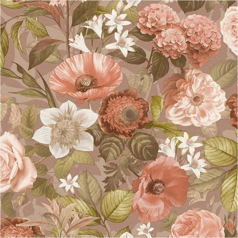 Floral Botanical Wallpaper Pink Multicoloured Paste The Wall Vinyl 10m Roll (1/4)
