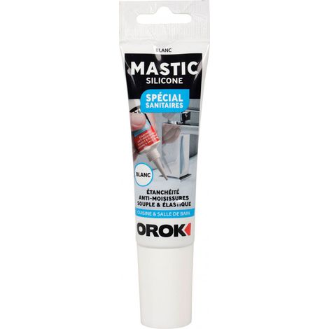 Mastic Silicone Sanitaire - Blanc - Tube 85ml - Résistant à l'eau - Anti-moisissures