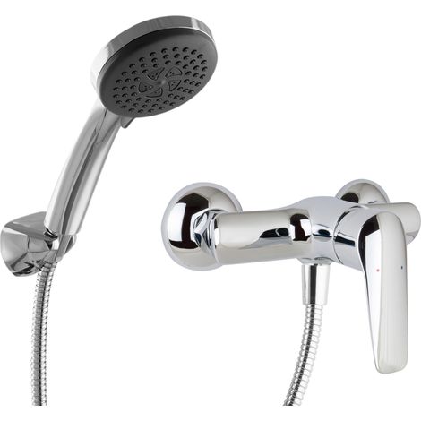 Set de robinetterie de douche PaulGurkes avec douchette et mélangeur monocommande en laiton