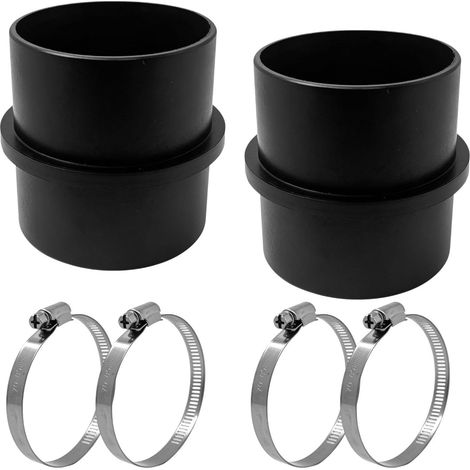 Set of 2 75mm ventilation pipe fittings with hose clamps for heating (1/5)