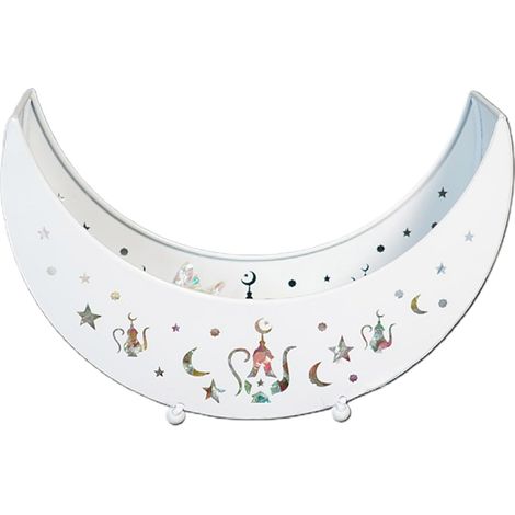 (Plateau de table en fer forgé laqué blanc de qualité A, en forme de lune, décoration festive) (1/2)