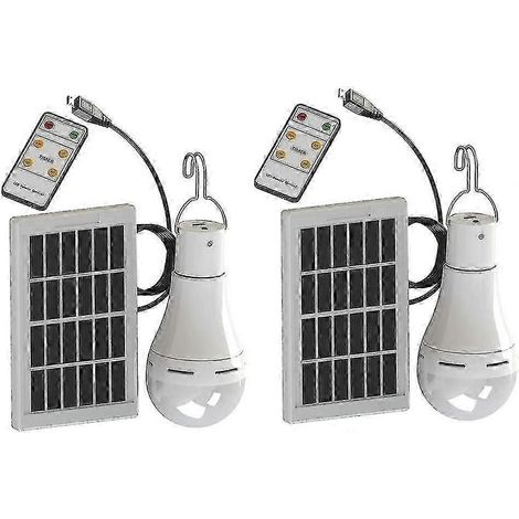 Lampe solaire LED, 9 W, ultra-puissante, avec télécommande - Lampe solaire de camping/d'urgence pour la randonnée, lot de 2-AquaForge