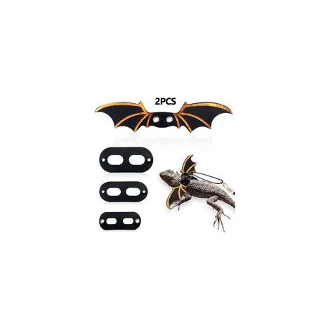 Set mit 2 verstellbaren Echsenleinen, Geschirr für Bartagamen mit Flügeln, weiche Leine für Reptilien, Leopardgeckos, Amphibien und andere Kleintiere (schwarz) (1/5)