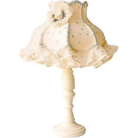 Lampe de table de chambre, abat-jour en dentelle, pompon, éclairage de bureau en bois E27, livre D92(F) (1/4)