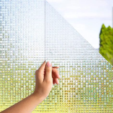 Pellicola per vetri per la privacy, pellicola statica per vetri, piccola quadrata 45 x 200 cm, pellicola per la privacy opaca per ufficio, casa, bagno, camera da letto, cucina, vetro smerigliato anti- (1/5)
