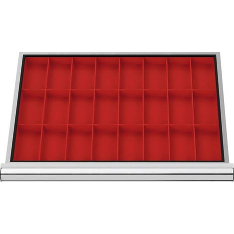 Compartimentage de tiroir STIER, bacs pour petites pièces, BLH 100 mm, dimensions intérieures 600x450 mm, 24 KTK 75x150 mm (1/4)