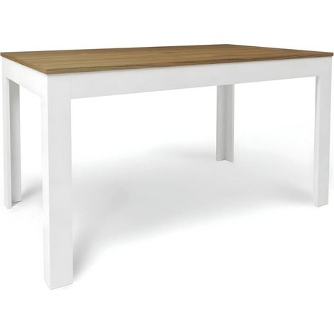 Tavolo Allungabile da Pranzo 140x80 cm Noce e Bianco (1/4)
